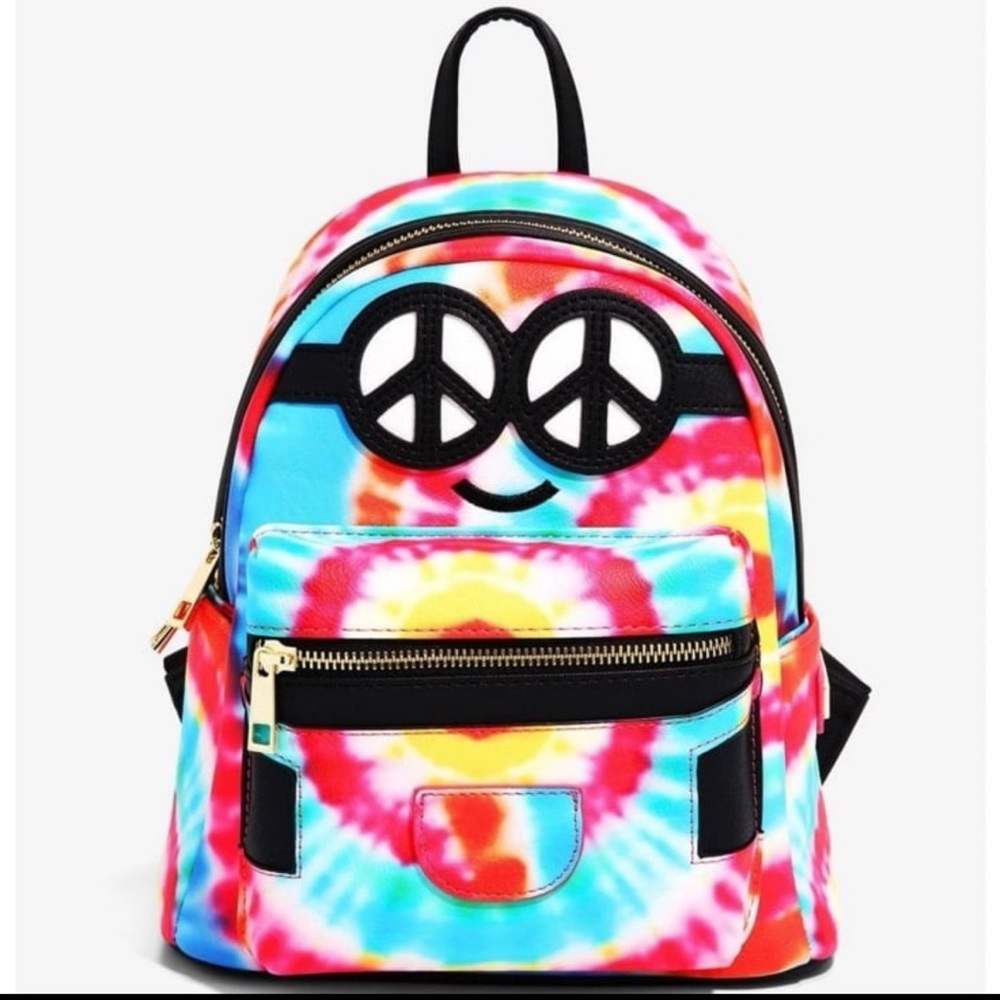 Mad engine minions Colorful Tie-Dye mini Backpack Peace Sign new